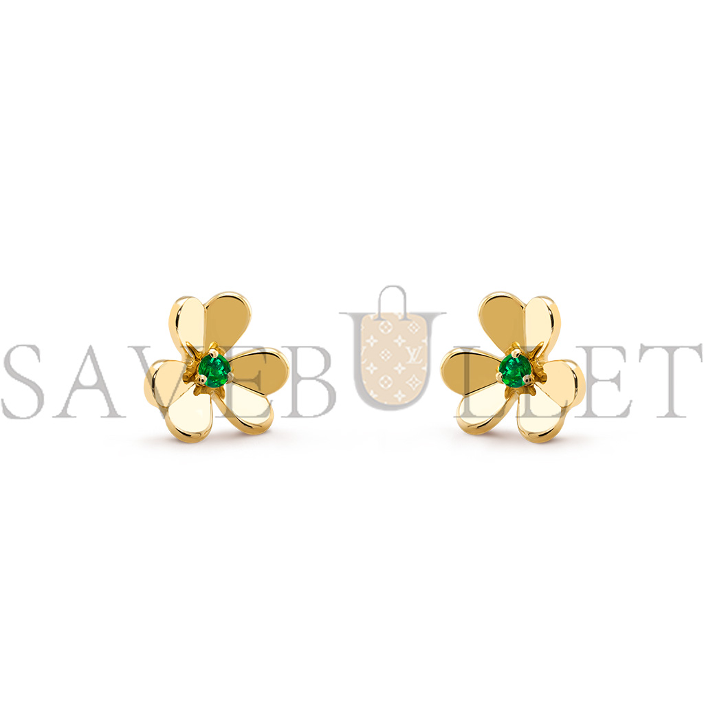 V*N CL*F arpels frivole earrings, mini model - yellow gold, emerald  vcarp7sd00